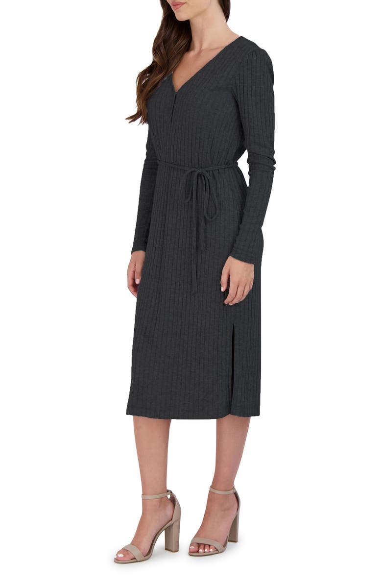 Julia Jordan Rib Tie Waist Long Sleeve Sweater Dress, Alternate, color,