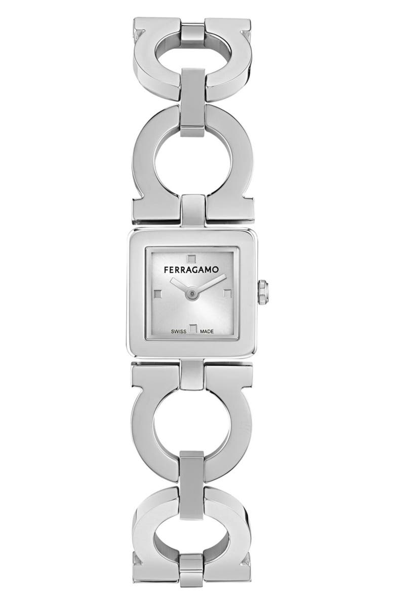 FERRAGAMO Double Gancini Square Bracelet Watch, 19mm x 19mm, Main, color, 