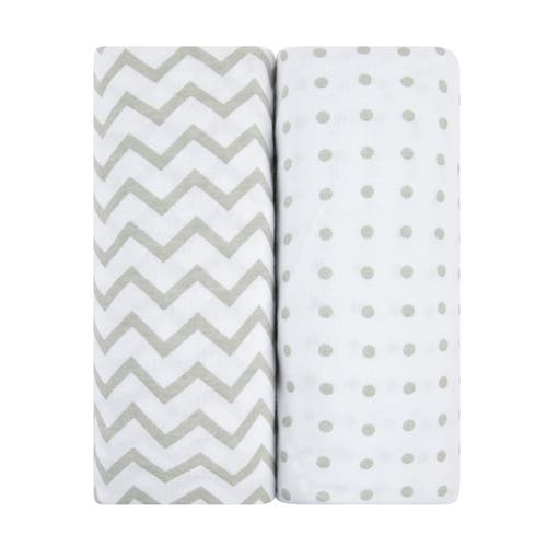 ZZDNU Crib Sheet Set Baby Fitted Crib Sheet Set 2 Pack in Grey Chevron & Polka Dot  product