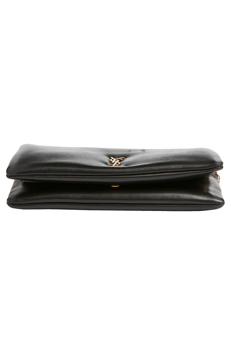 Saint Laurent Large Leather Wallet on a Chain, Alternate, color, Nero