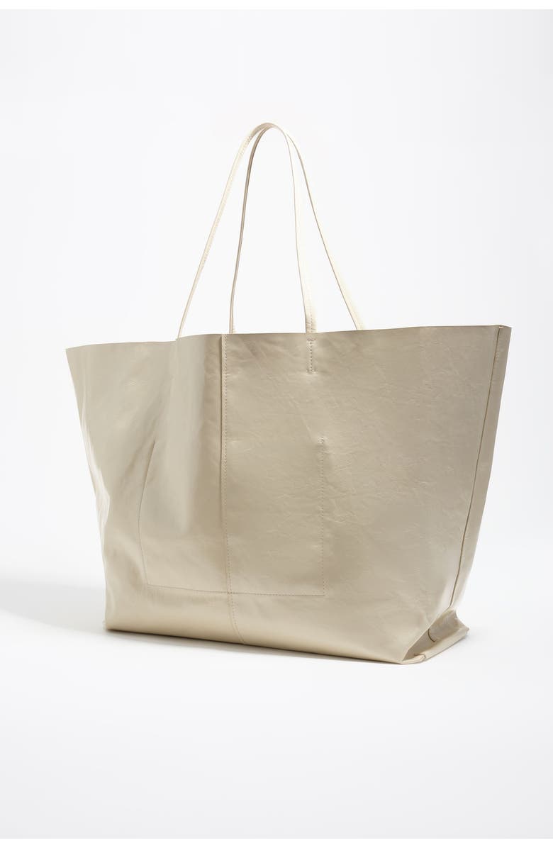 Bimba y Lola Leather Maxi Shopper Bag SS26, Alternate, color, Ivory