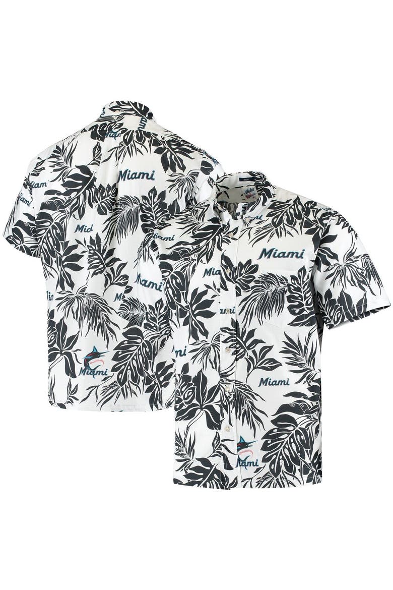Men's Reyn Spooner White Miami Marlins Aloha Button-Down Shirt, Main, color, White