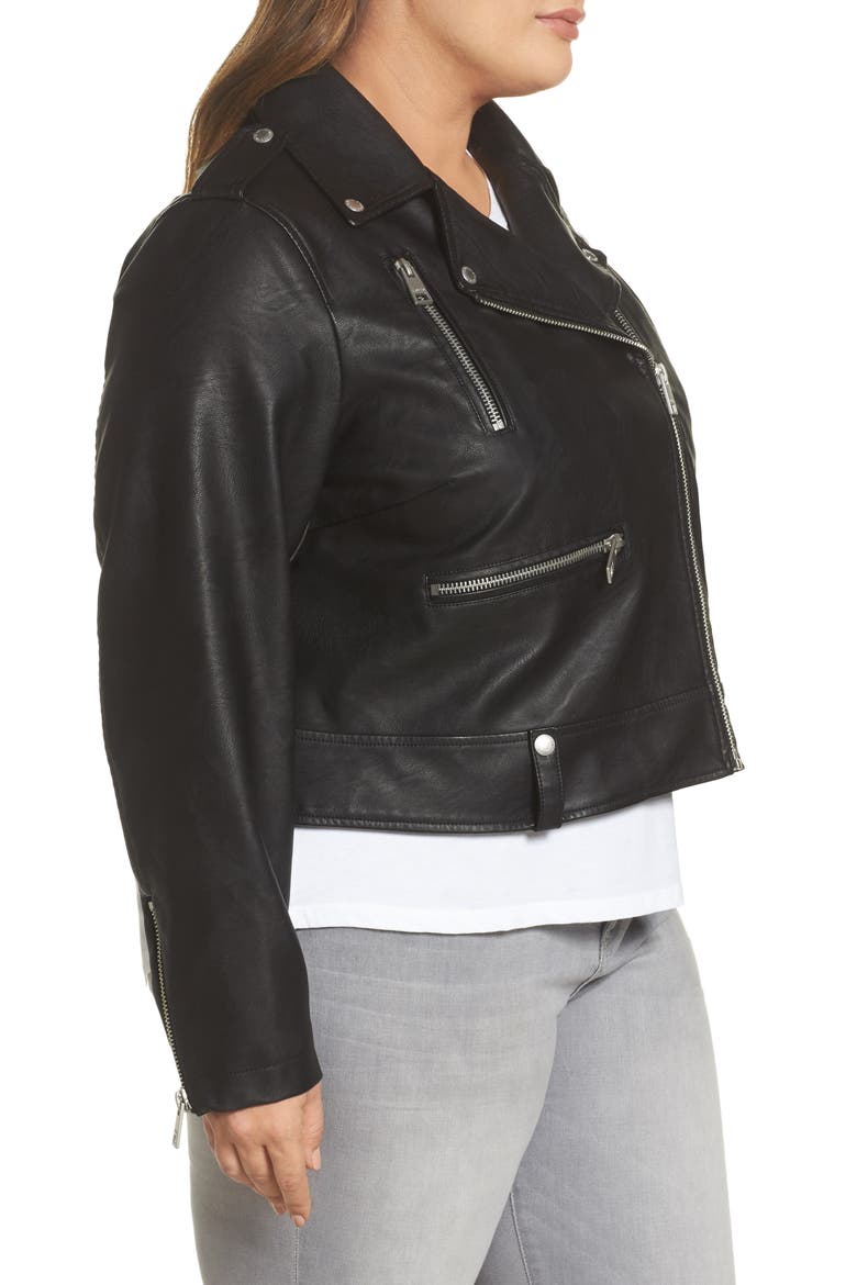 Levi's® Lamb Touch Faux Leather Moto Jacket, Alternate, color, BLACK