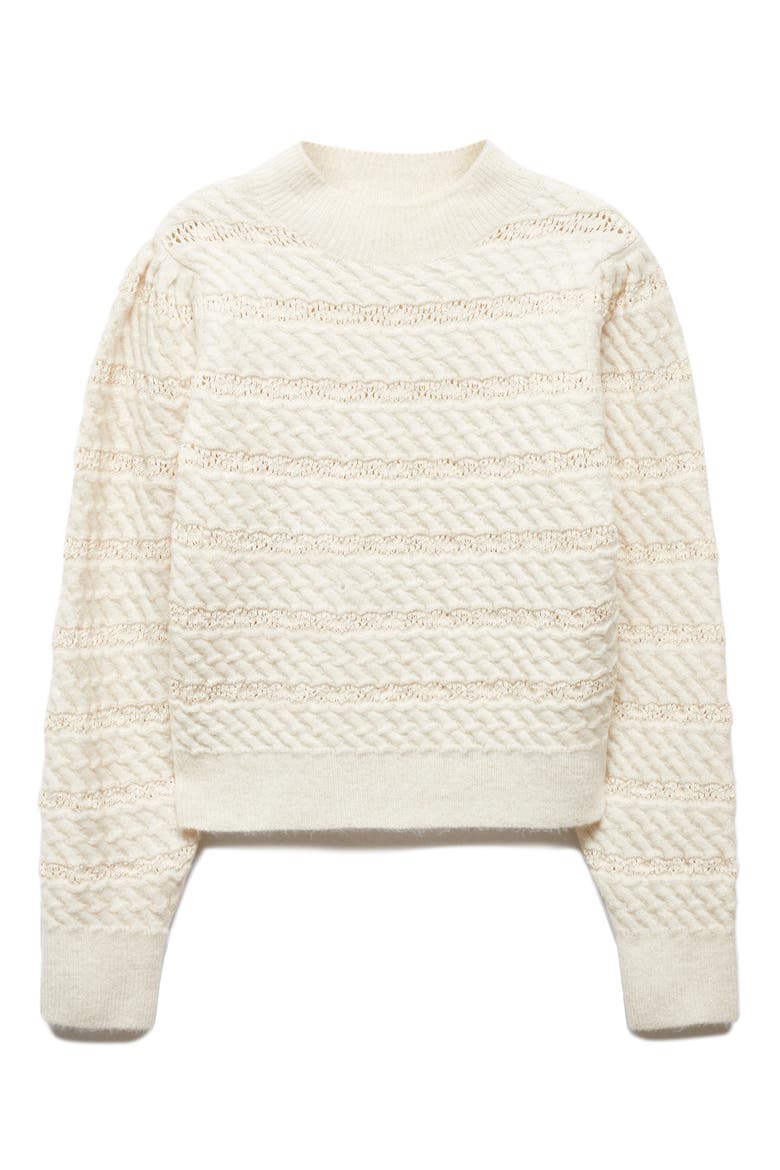 Mixed Stitch Mock Neck Sweater, Alternate, color, ECRU