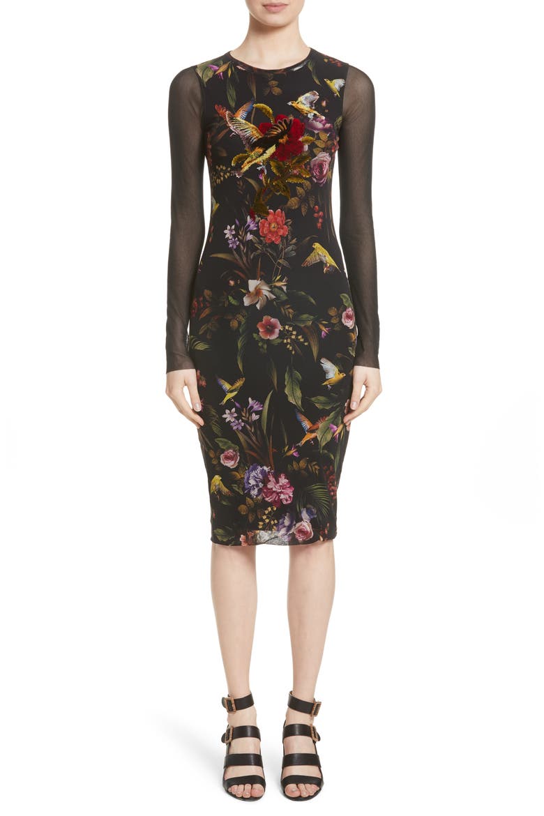 Print Tulle Sheath Dress (Nordstrom Exclusive), Alternate, color, BLACK