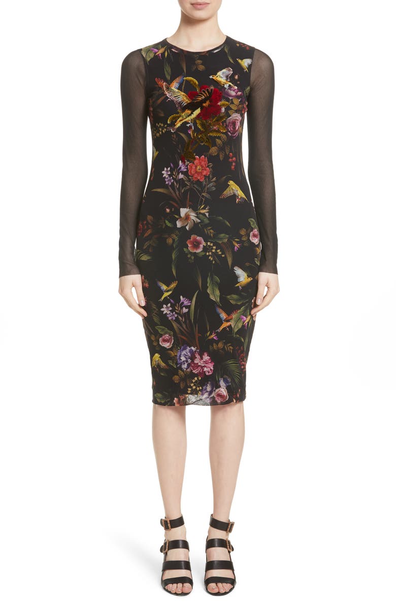 Fuzzi Print Tulle Sheath Dress, Alternate, color, 