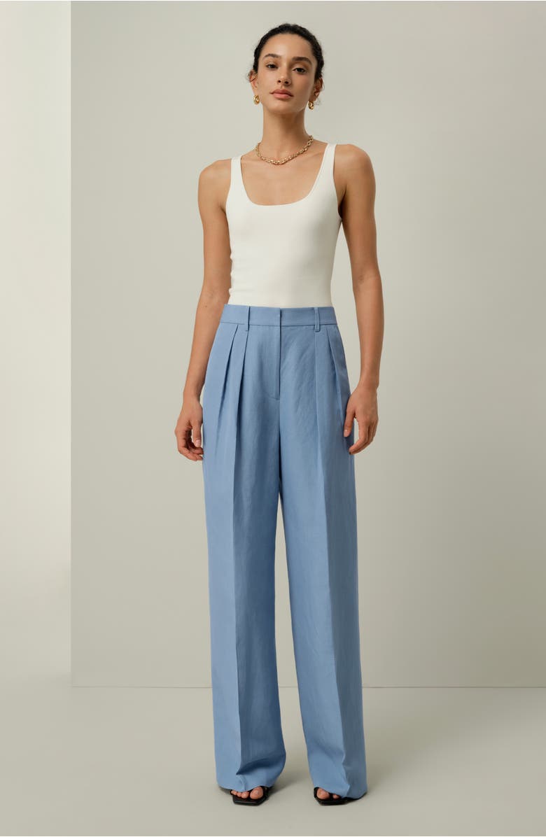 Lilysilk Silk Linen Wide Leg Pant, Alternate, color, Chambray Blue