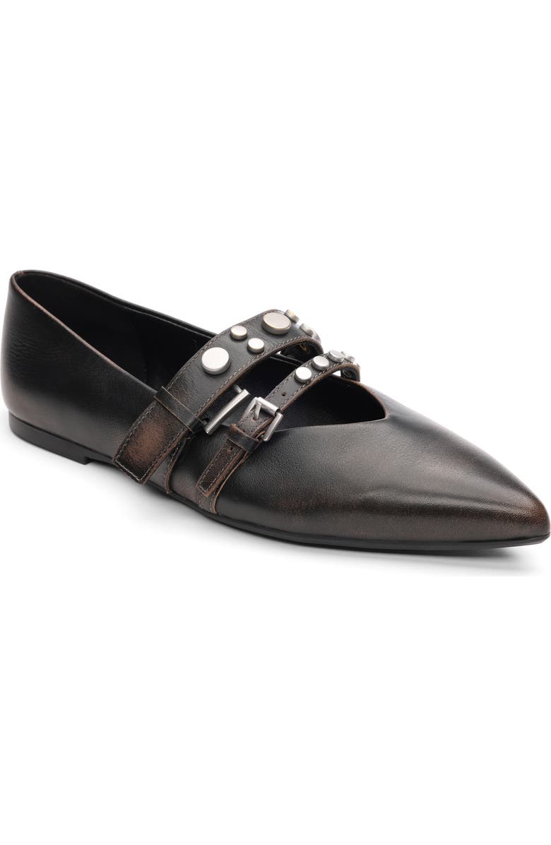 Ash Britnie Pointed Toe Flat, Main, color, Black Distressed