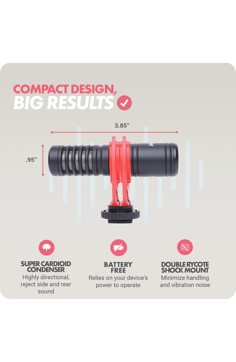 MOVO VXR10-PRO Supercardioid Shotgun Microphone for Cameras and Smartphones, Alternate, color, Black