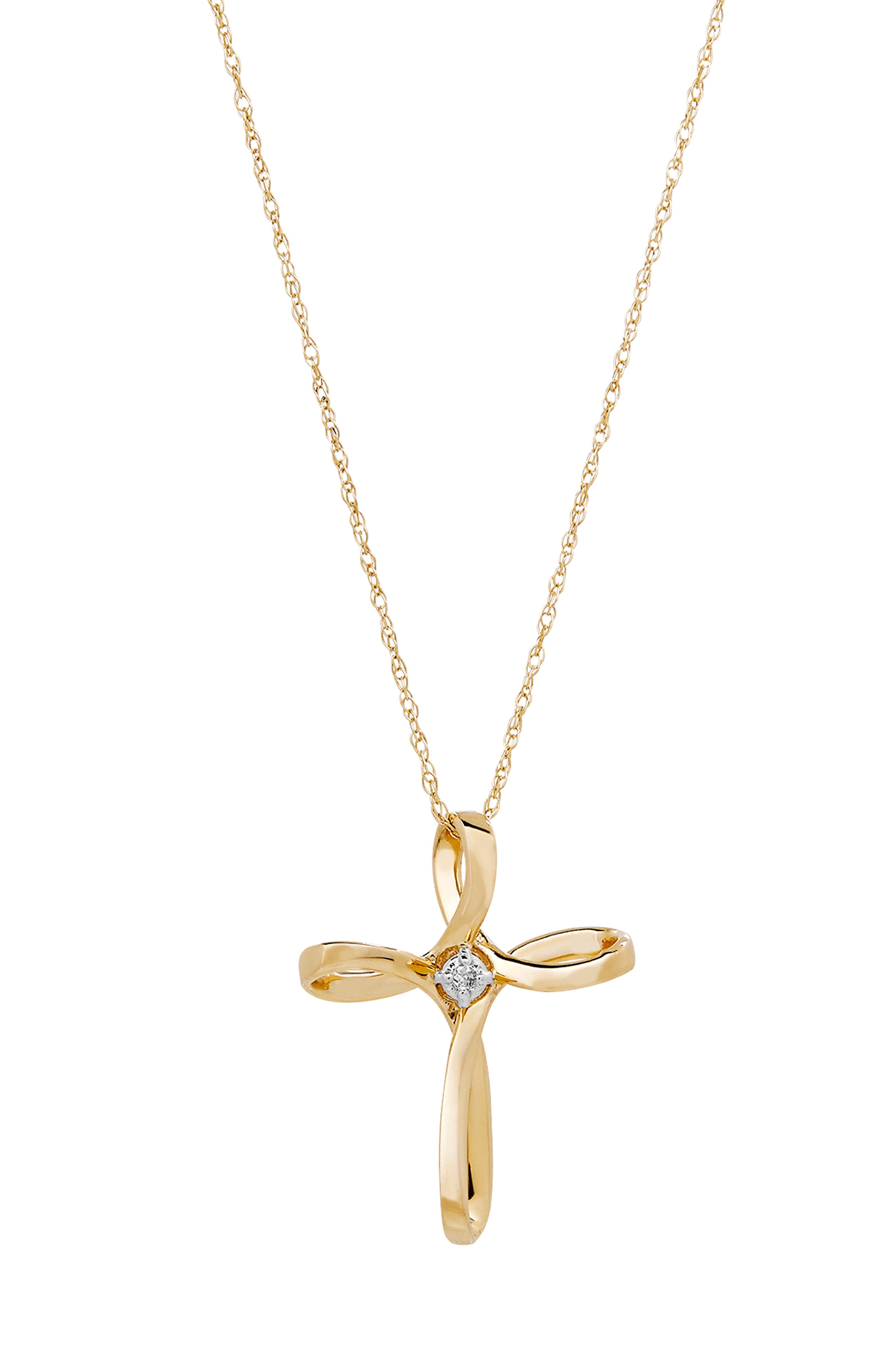 Frankie & Zoe Diamond Ribbon Cross Pendant Necklace