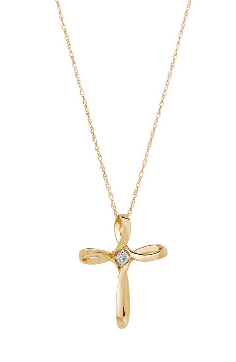 Diamond Ribbon Cross Pendant Necklace