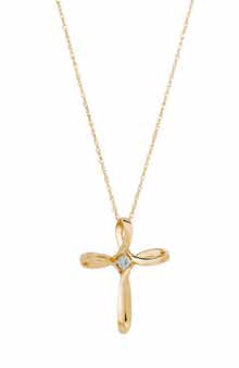 Frankie & Zoe Diamond Ribbon Cross Pendant Necklace