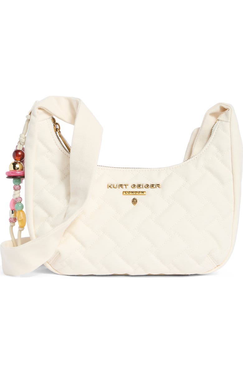 KG Kurt Geiger Angel Quilted Hobo Shoulder Bag, Main, color, Open White