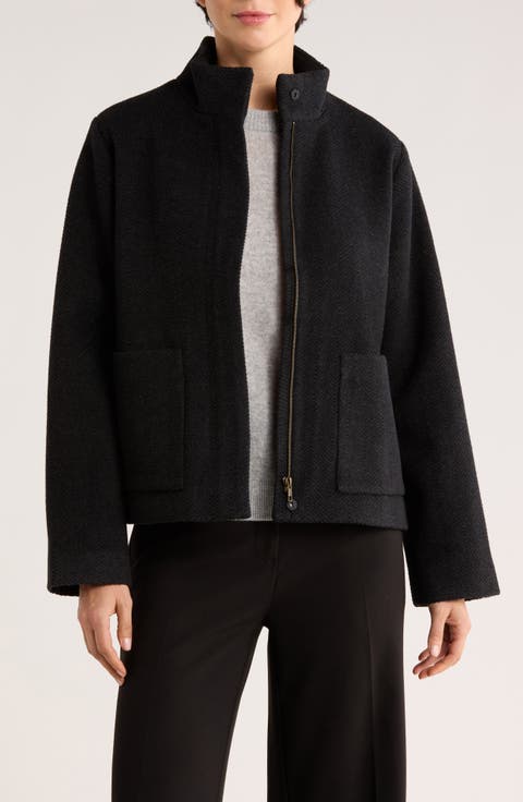High Collar Short Wool Coat