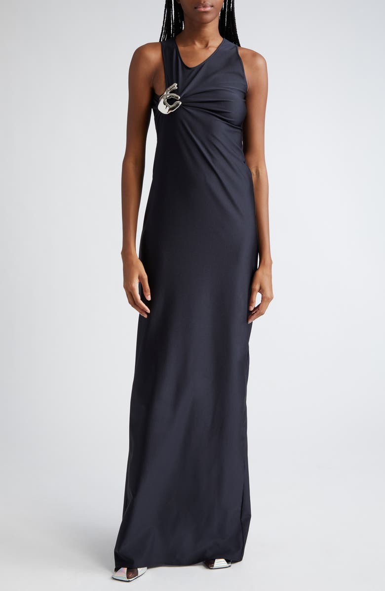 Coperni Emoji Ruched Stretch Jersey Gown, Main, color, 