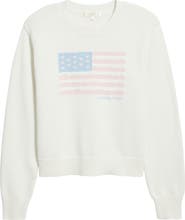 LoveShackFancy Ty Intarsia Flag Cotton Crewneck Sweater
