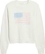 LoveShackFancy Ty Intarsia Flag Cotton Crewneck Sweater