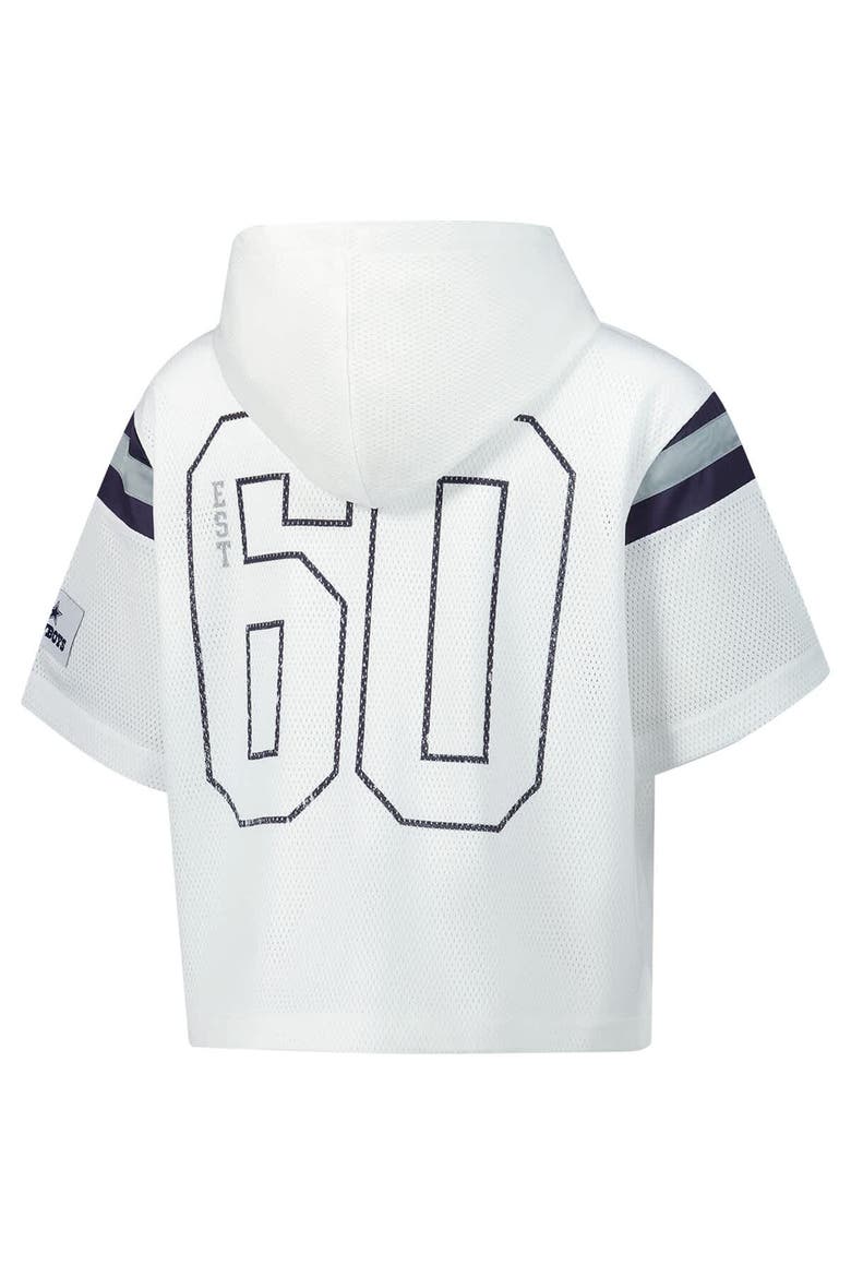 Women's The Wild Collective  White Dallas Cowboys Mesh Short Sleeve Hoodie T-Shirt, Alternate, color, White