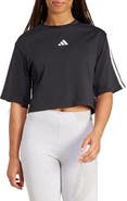 adidas 3-Stripes Cropped Cotton T-Shirt