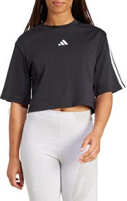 adidas 3-Stripes Cropped Cotton T-Shirt