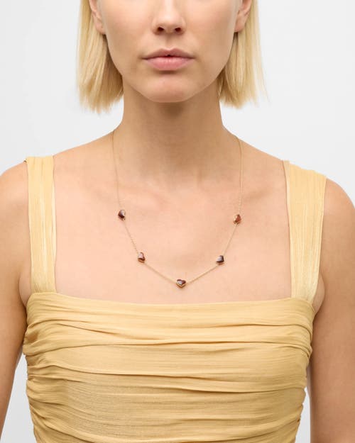 Jan Leslie Five Station Heart 30" Necklace Set In Sterling Silver With 18k Gold Overlay In Red