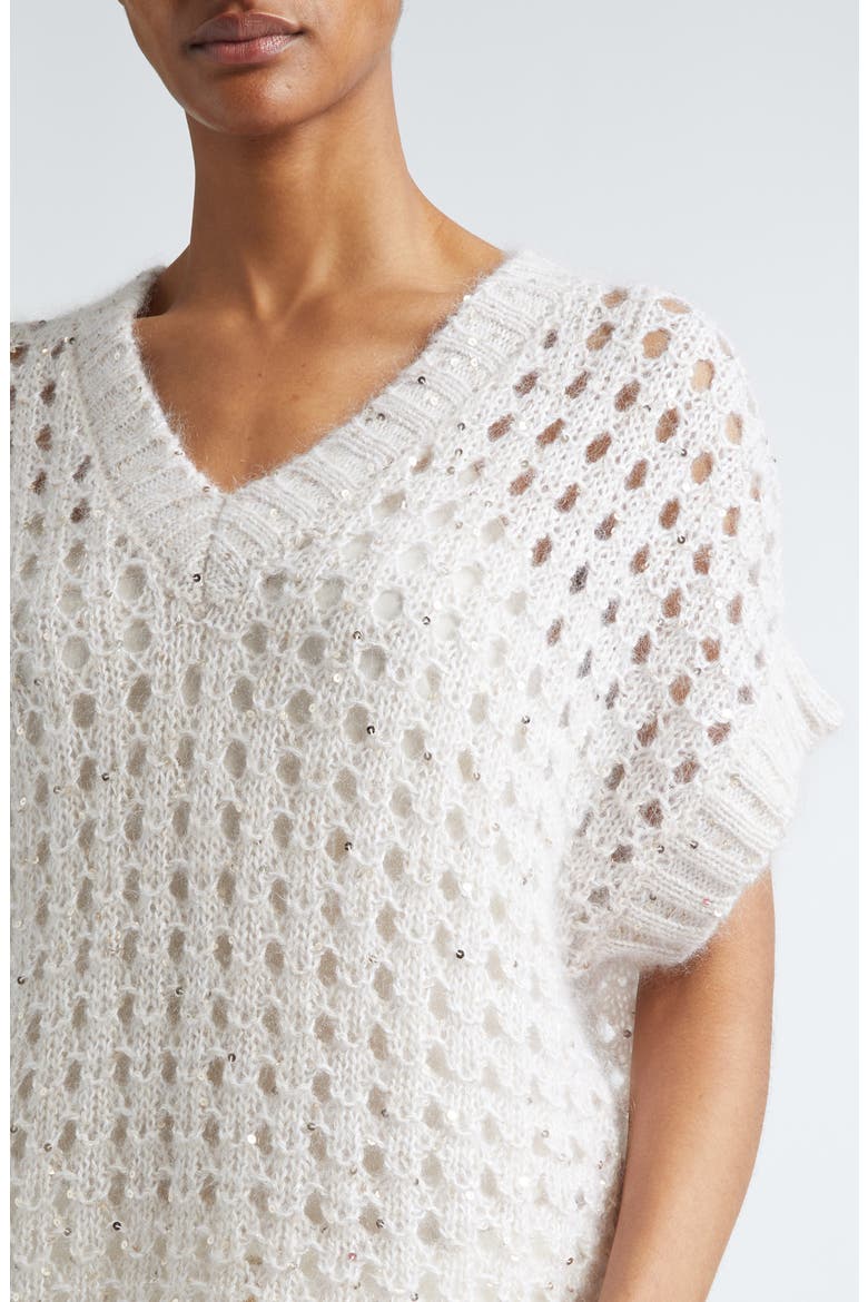 Sparkle Openwork Sweater, Alternate, color, BLUSH IVORY