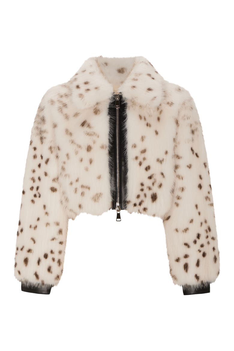 Fur-Free Fox (Faux Fur) Bolero, Alternate, color, WHITE/BLACK SPOTTED