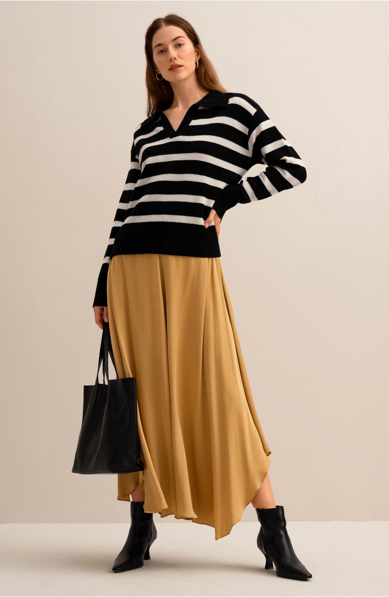 Lilysilk The Gilly Stripe Sweater, Alternate, color, Black