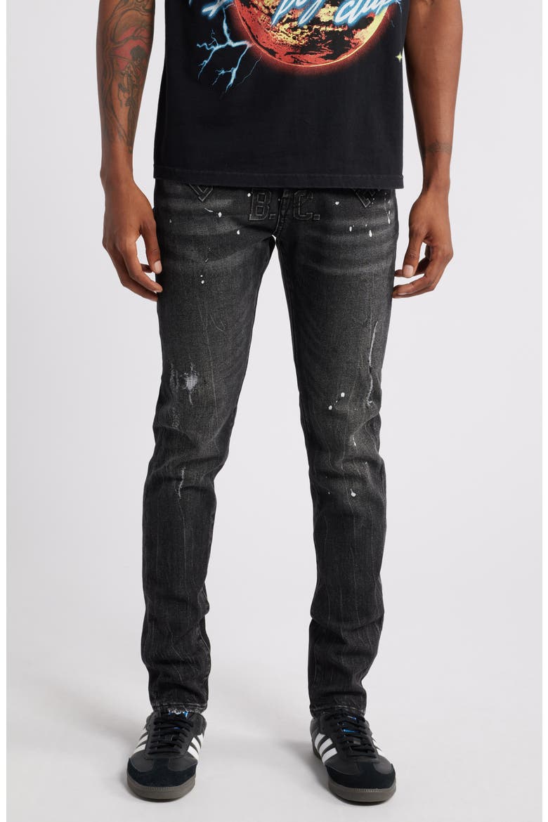 Trek Ripped Paint Splatter Slim Fit Jeans, Main, color, FULL MOON