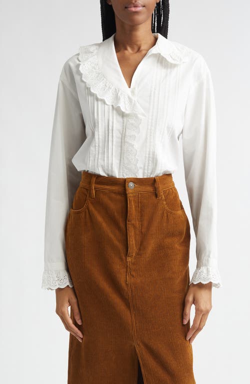 Isabel Marant Étoile Nomia Eyelet Trim Cotton Shirt in White at Nordstrom, Size 38