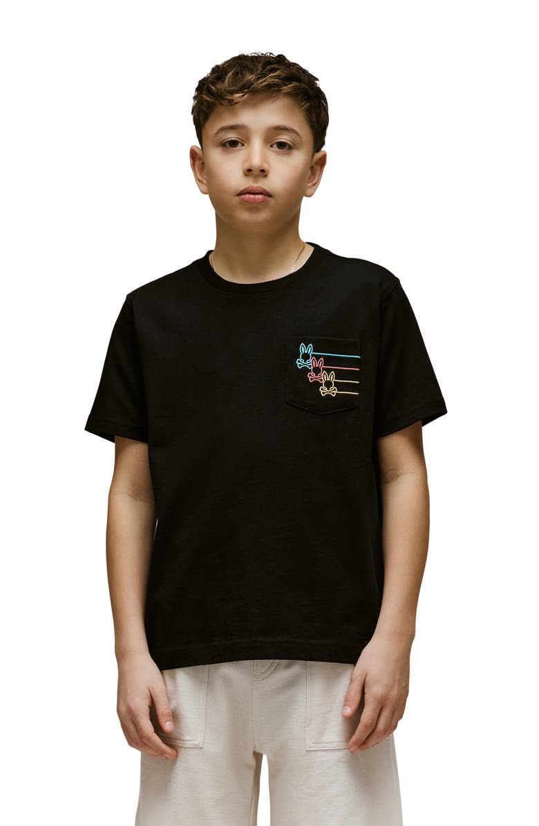 Psycho Bunny Kids' Andy Embroidered Pocket Cotton T-Shirt, Alternate, color, Black