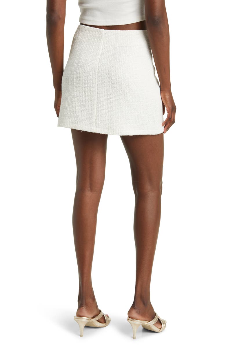 All in Favor Imitation Pearl Decorative Button Tweed Miniskirt, Alternate, color,