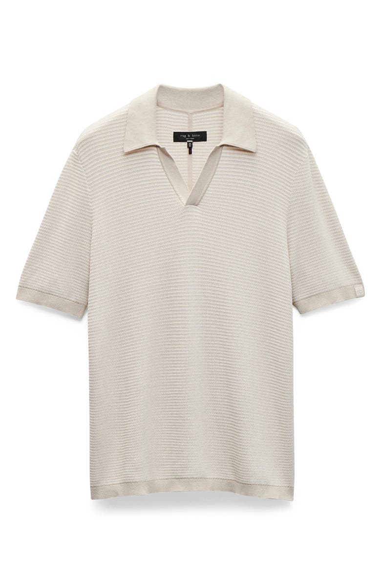 rag & bone Harvey Chevron Johnny Collar Polo, Alternate, color, Desert Sand