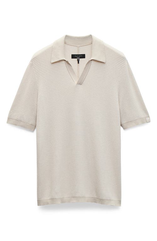 Rag & Bone Harvey Chevron Johnny Collar Polo In Neutral