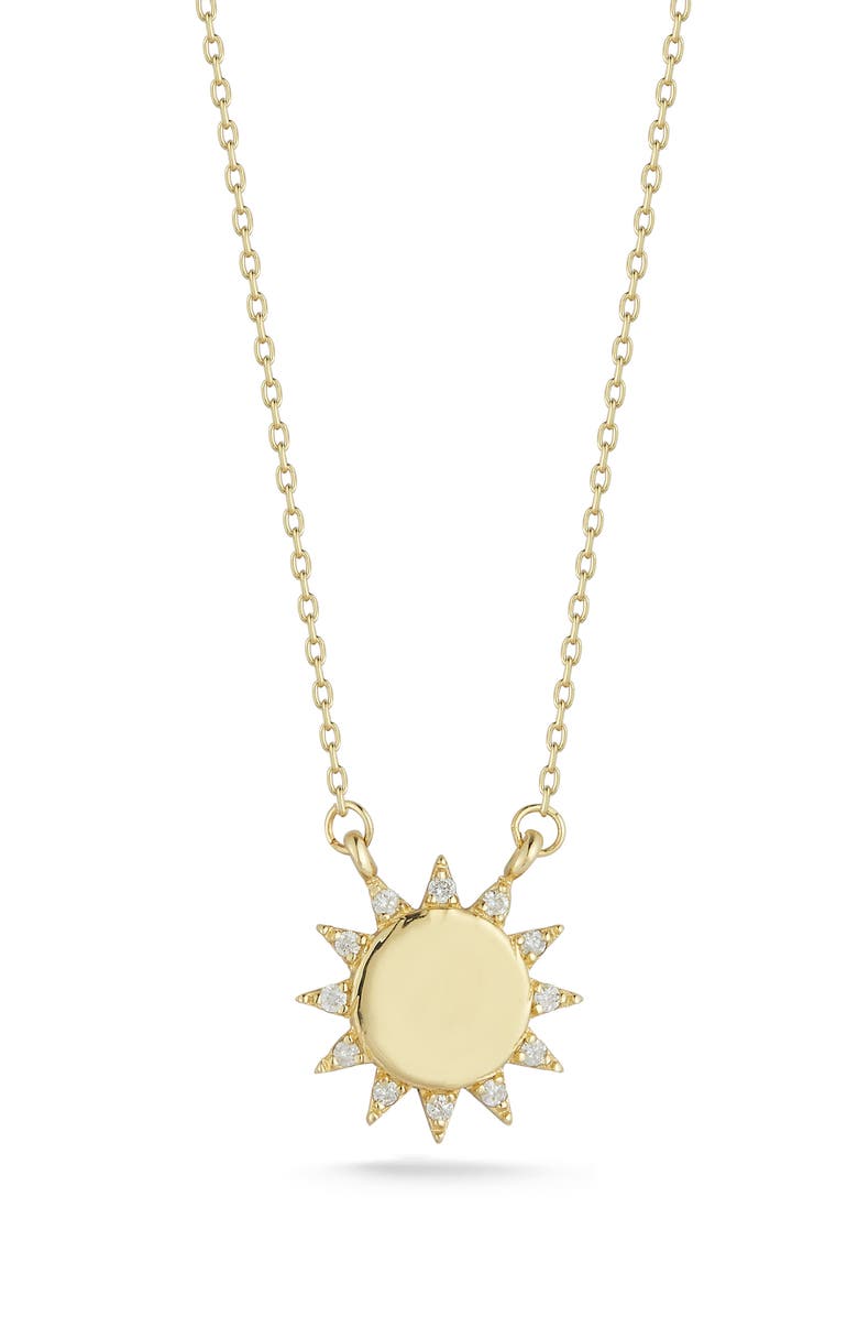 Ember Fine Jewelry 14K Gold Diamond Sun Pendant Necklace - 0.05ct., Main, color, Gold