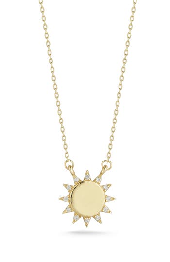 Ember Fine Jewelry 14k 0.05 Ct. Tw. Diamond Sun Necklace In Gold
