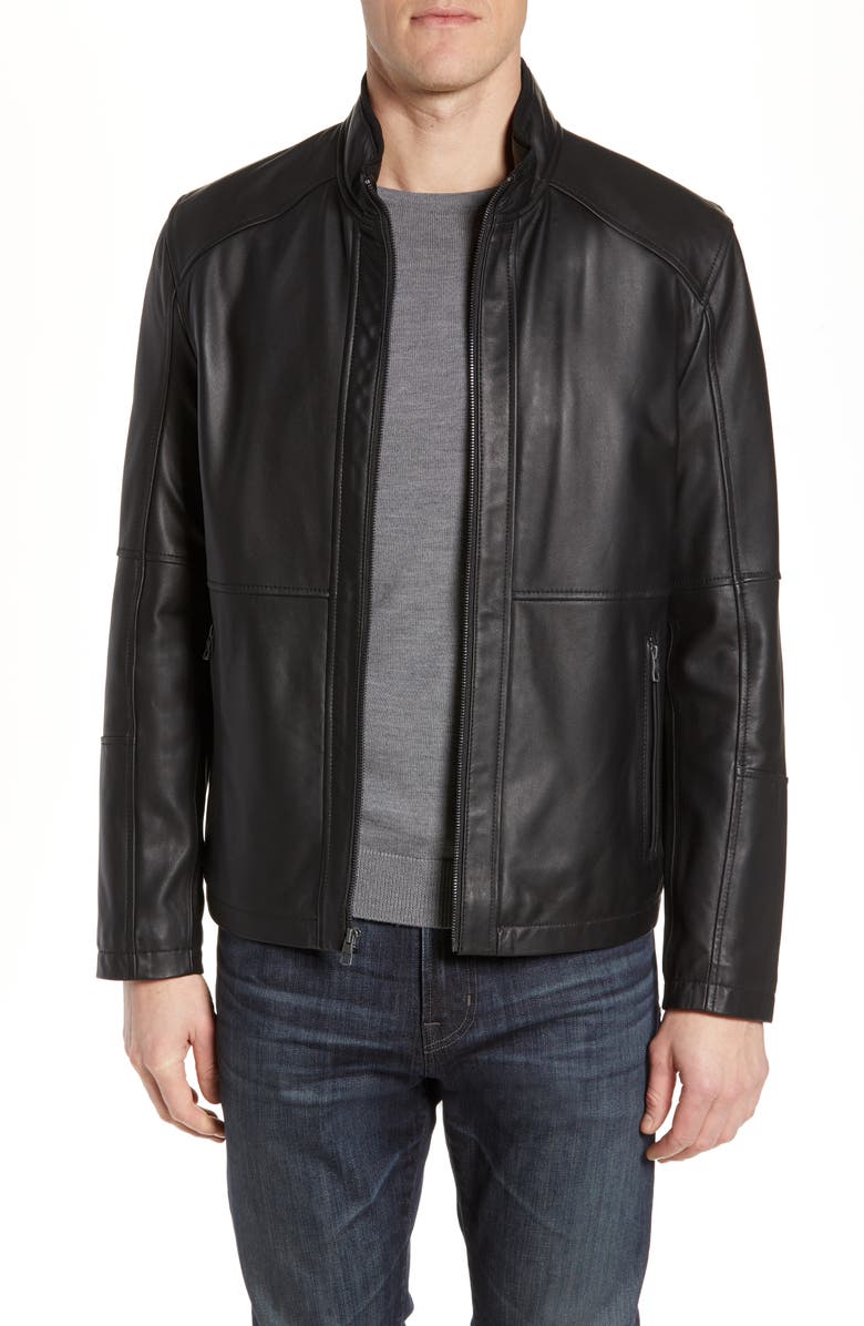 Andrew Marc Wiley Lambskin Leather Jacket, Main, color,