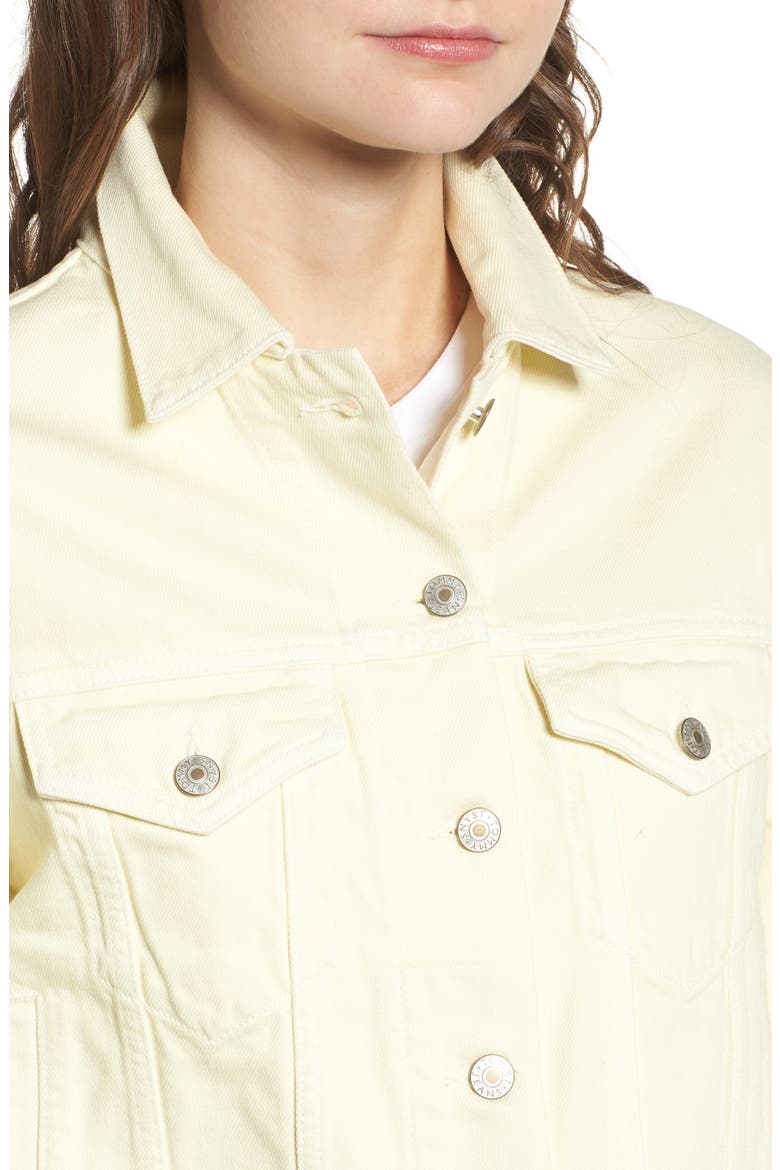 '90s Girlfriend Trucker Jacket, Alternate, color, LEMON MERINGUE