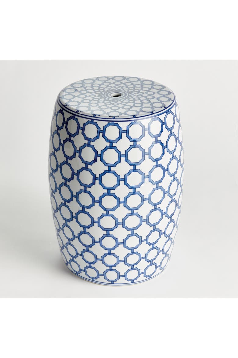 Barclay Butera Dynasty Link Stool - Blue & White Ceramic, Alternate, color, Blue