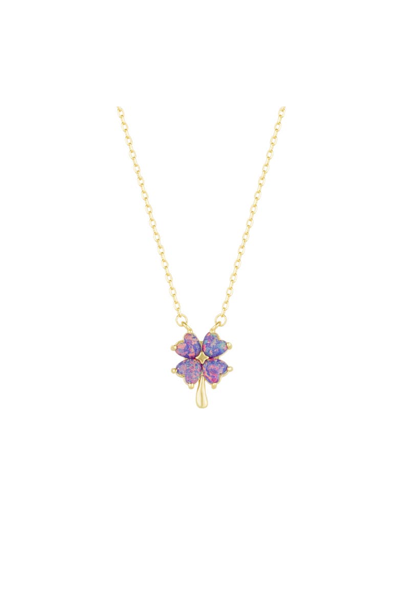 Spero London Purple Opal Four Leaf Clover Sterling Silver Necklace, Main, color, Gold