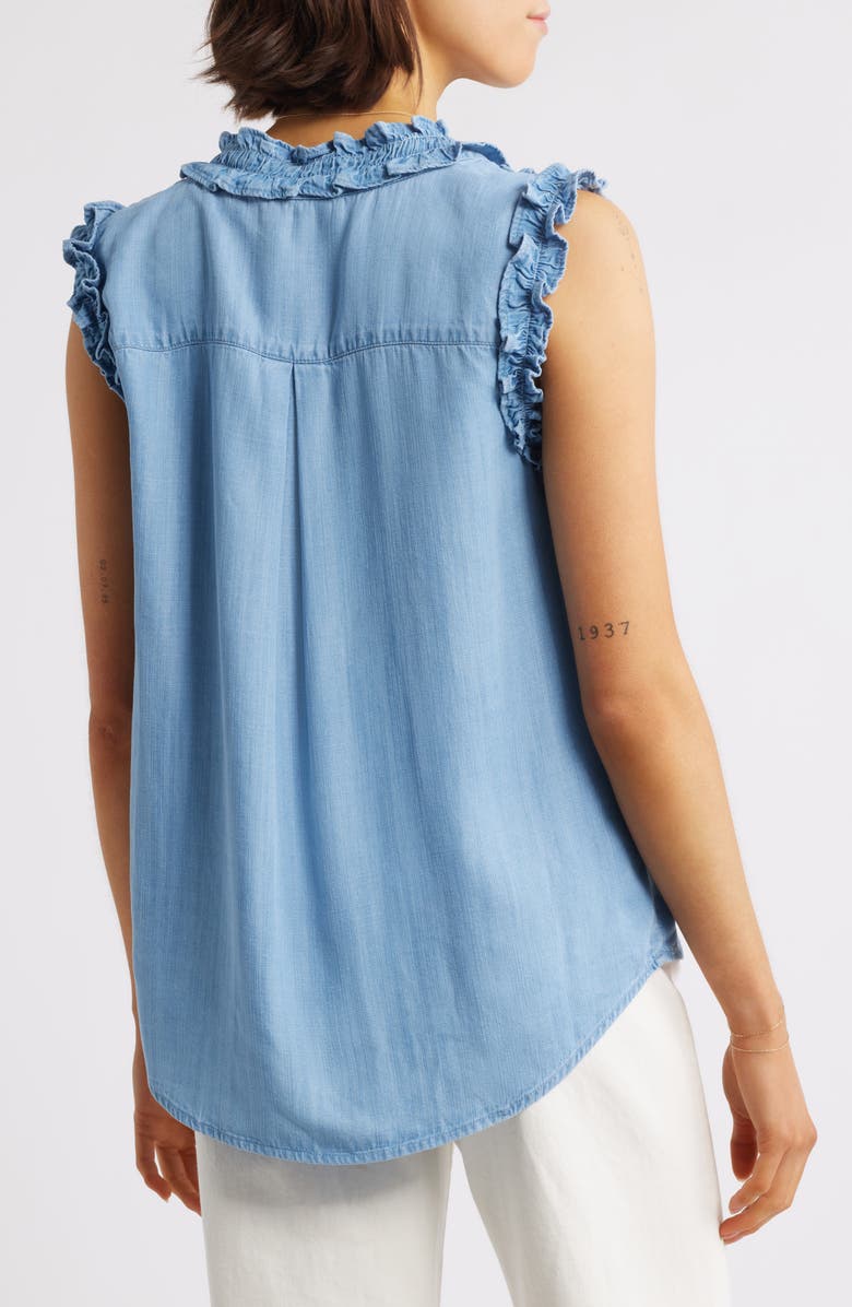 Wit & Wisdom Ruffle Accent Sleeveless Top, Alternate, color, Light Blue