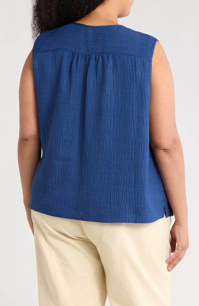 MAX STUDIO Crinkled Pintucked Sleeveless Henley Top, Alternate, color,