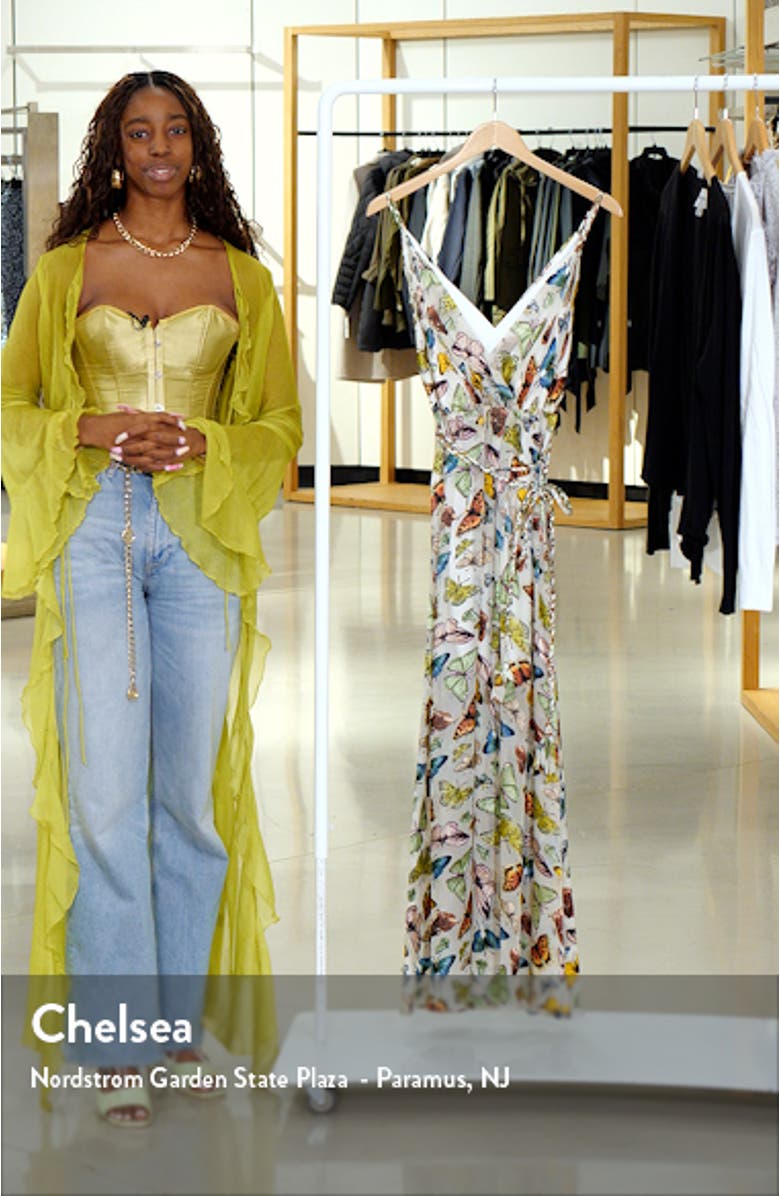 Samantha Butterfly Print Faux Wrap Maxi Dress, sales video thumbnail
