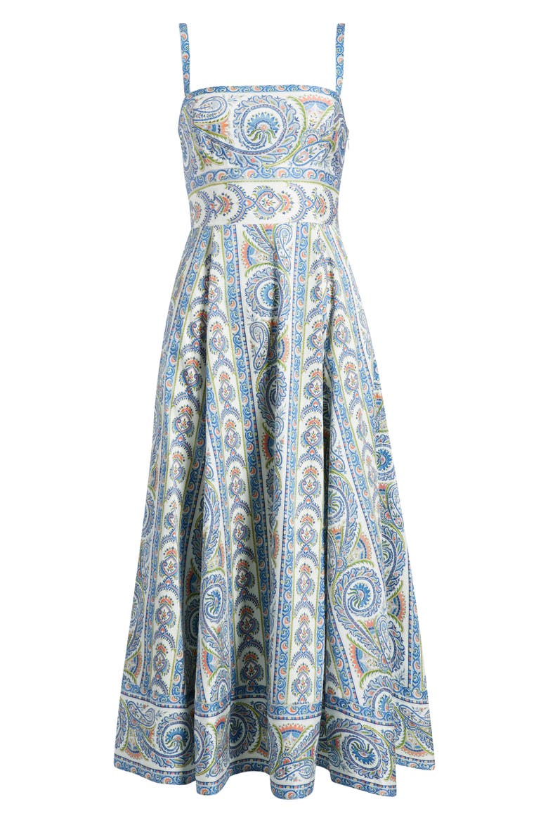 The Margot Stripe Fit & Flare Midi Dress, Alternate, color, CORSICA PAISLEY BLUE