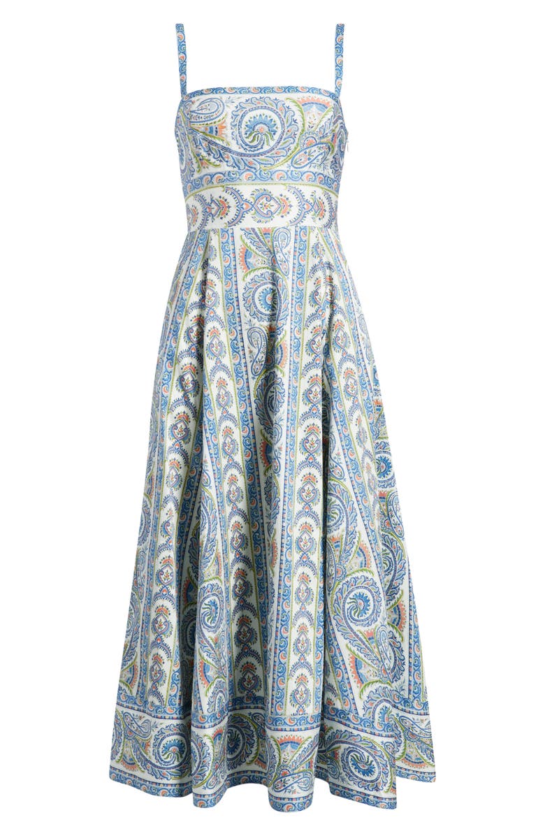 Hill House Home The Margot Stripe Fit & Flare Midi Dress, Alternate, color, Corsica Paisley Blue