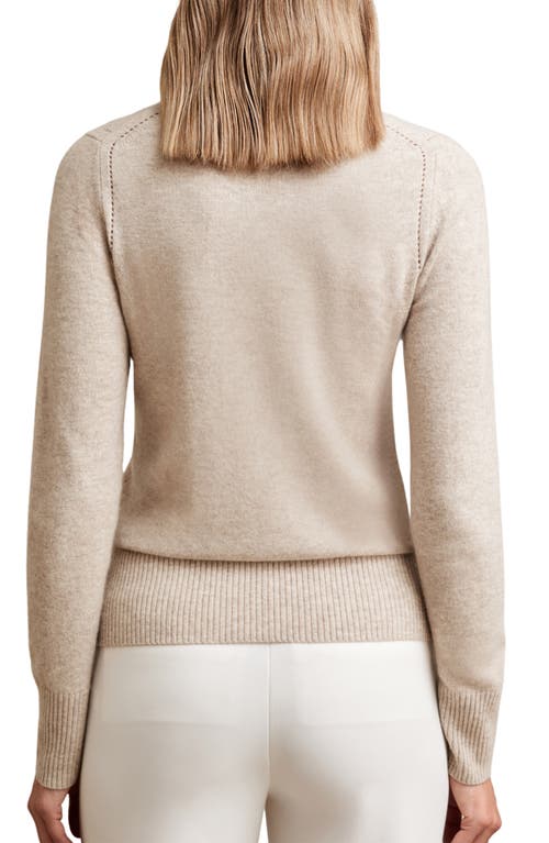 Reiss Anya Pointelle Accent Crewneck Sweater In Neutral