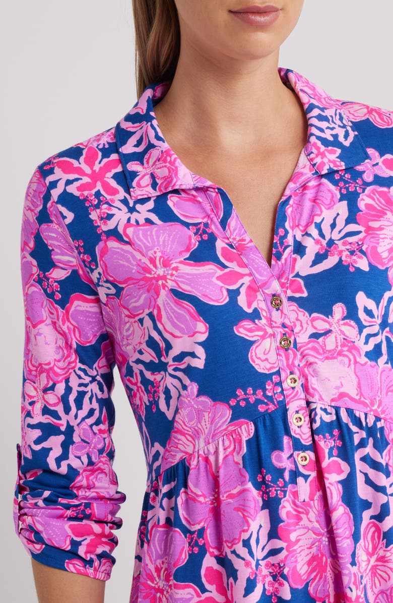 Lilly Pulitzer<sup>®</sup> Saralynn Fit & Flare Shirtdress, Alternate, color, Starlight Navy Once And Floral