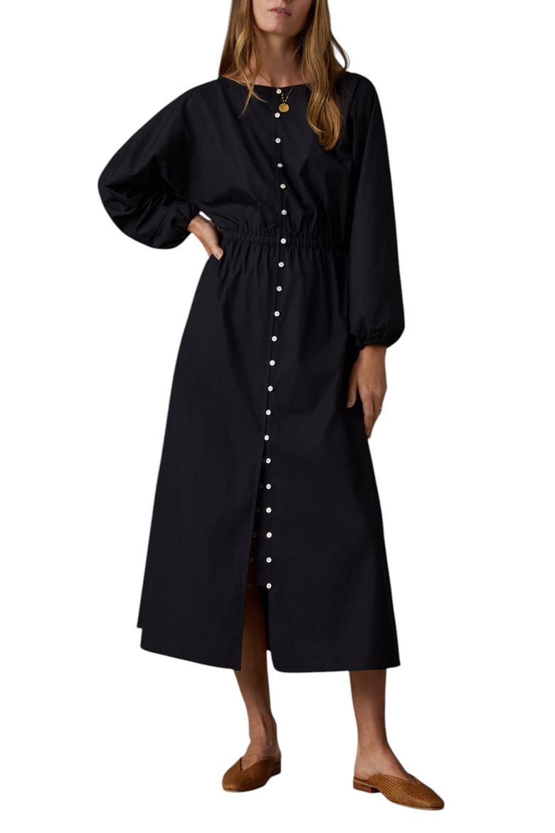 Coastal Poplin Suri Maxi Dress, Main, color, BLACK