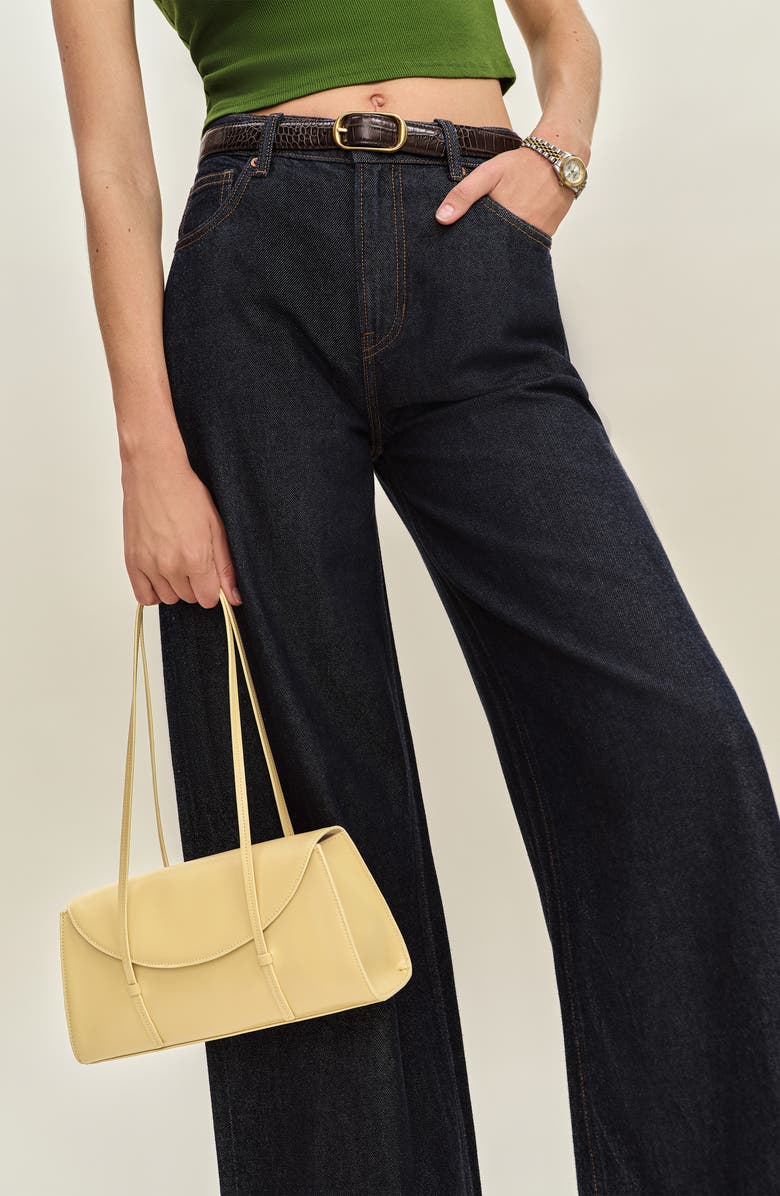 Reformation Elena Leather Shoulder Bag, Alternate, color, Lemon Custard Leather