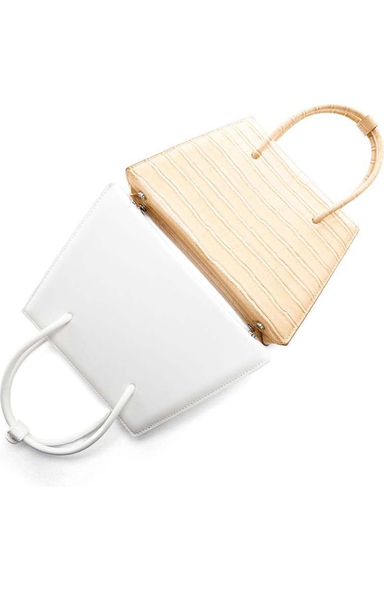 MANGO Geometric Faux Leather Top Handle Bag, Alternate, color,